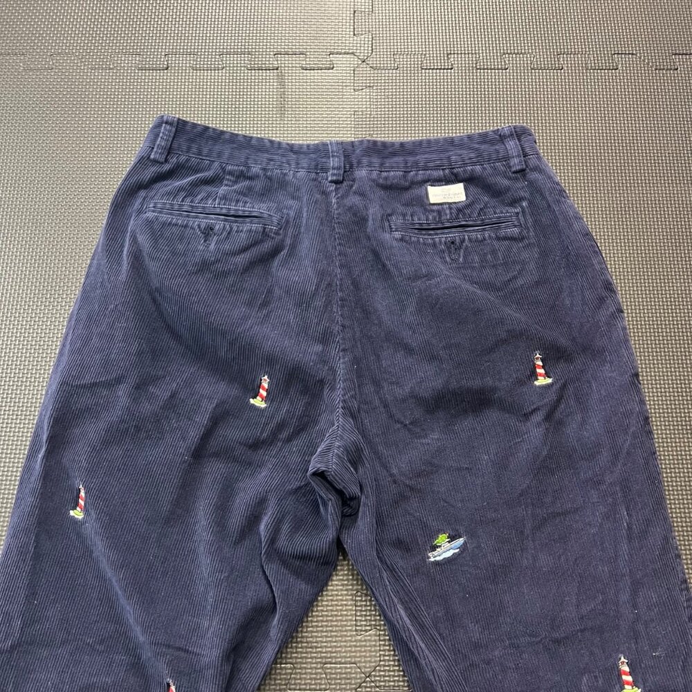 Vineyard Vines Mens Navy Corduroy Pants 32x30 Lighthouse & Boat Embroidery Coast - Picture 3 of 5